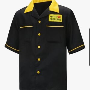 Mens CLERKS Black and Yellow Button Front Shirt Size Small